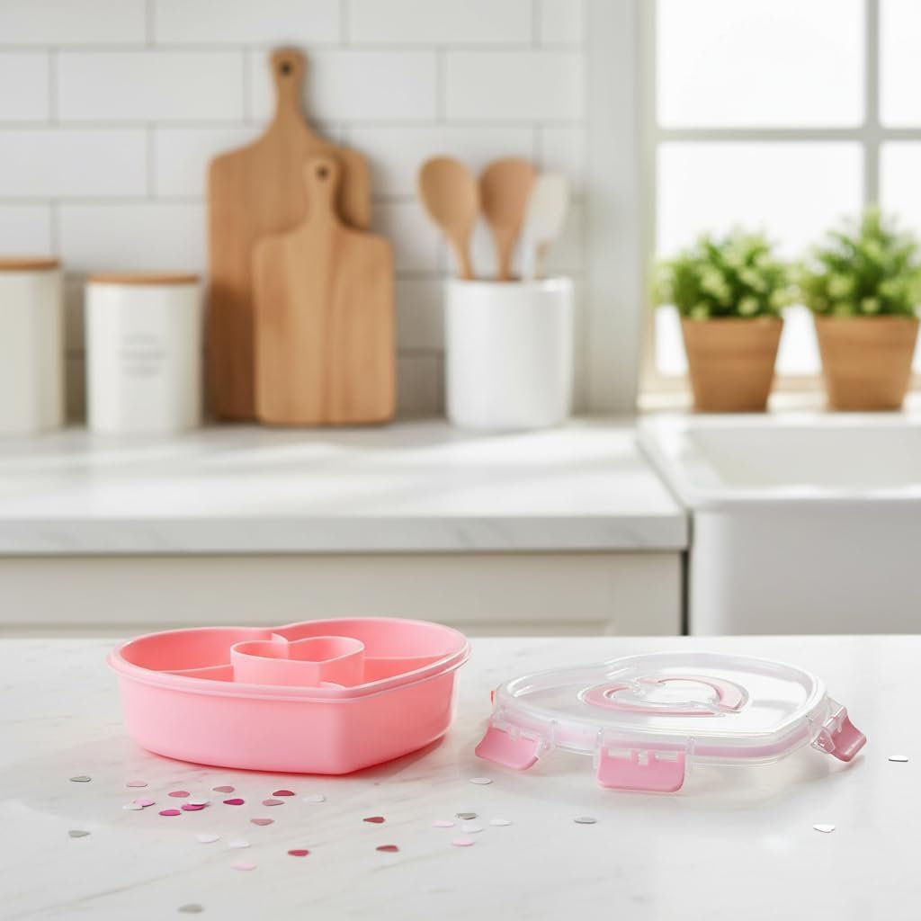 Heart Shaped Snack Container with 5 Compartments
