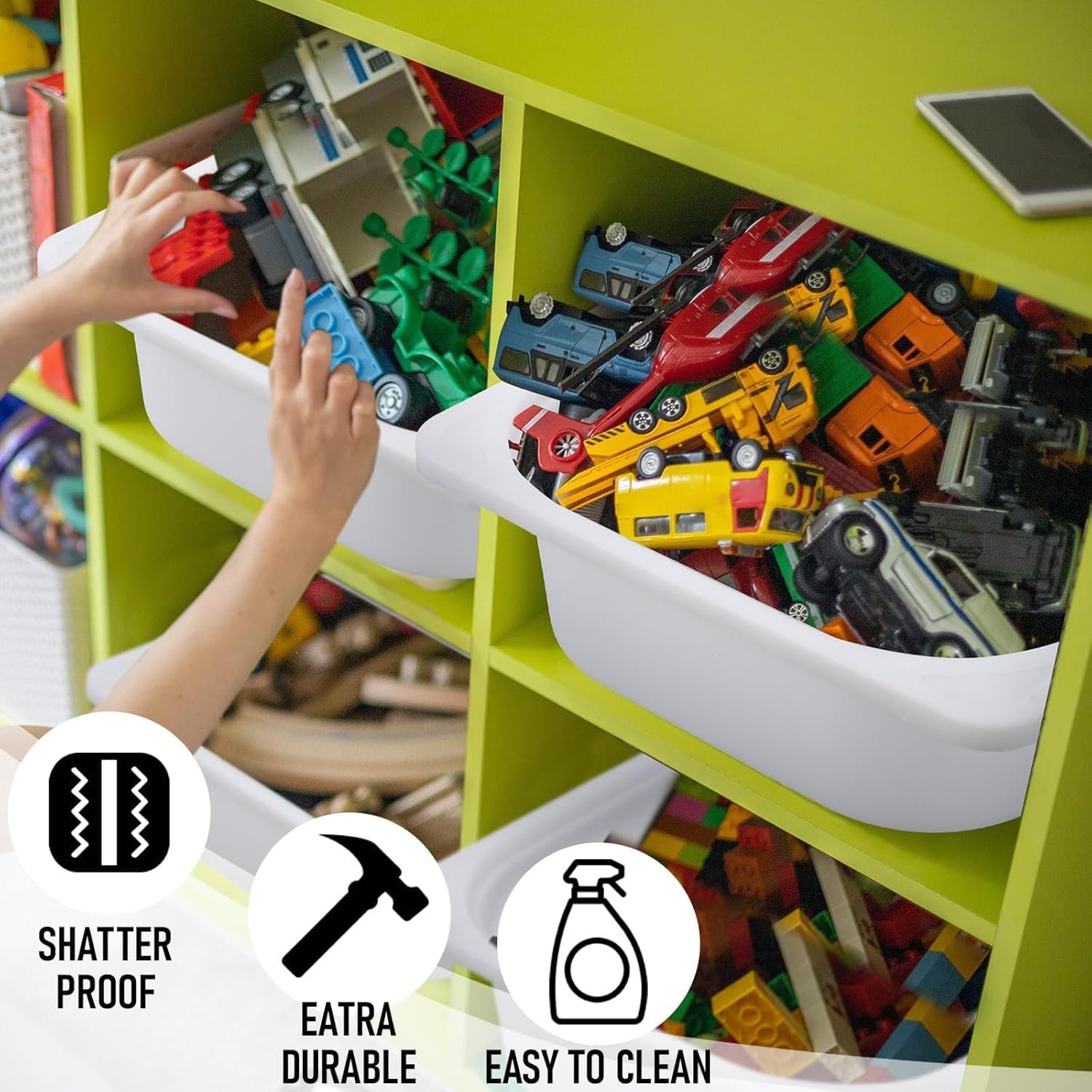 4x TROFAST Storage Box,White Container 16 ½x11 ¾x4
