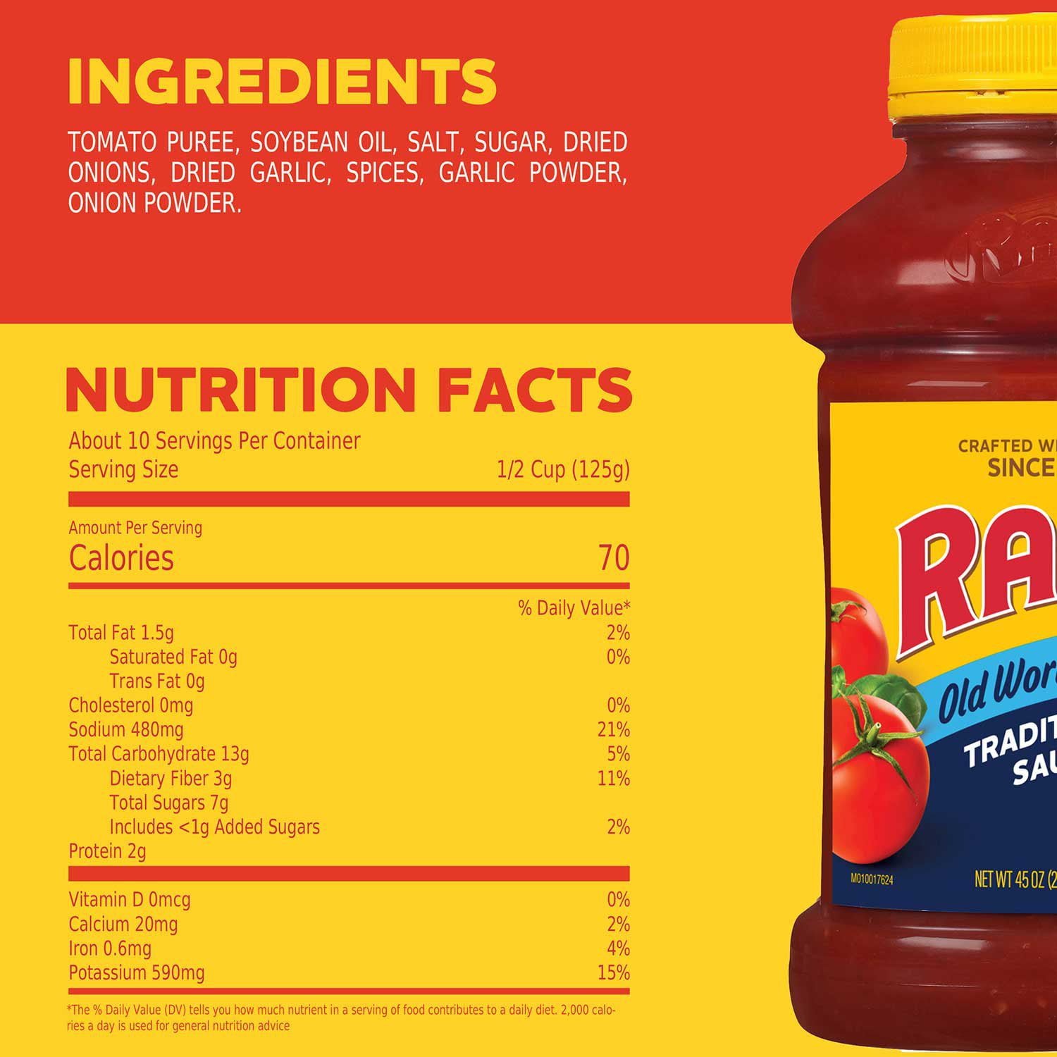 Ragu Old World Style Traditional Pasta Sauce, 45 oz., 3 pk.